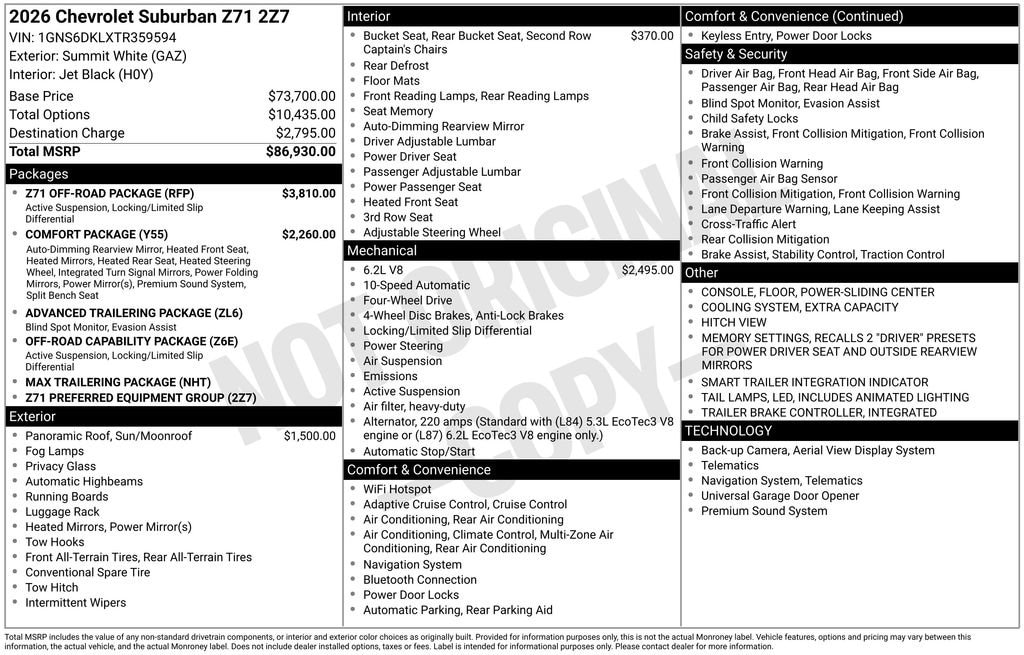 2026 Chevrolet Suburban Z71 - Photo 11