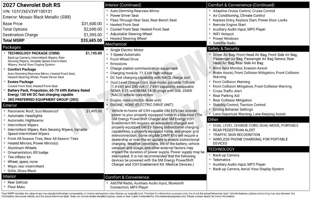 2027 Chevrolet Bolt RS - Photo 10