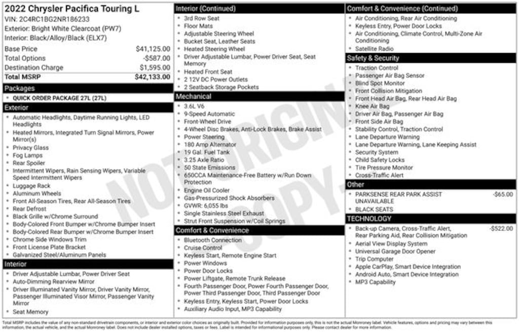 Used 2022 Chrysler Pacifica Touring L Minivan/Van