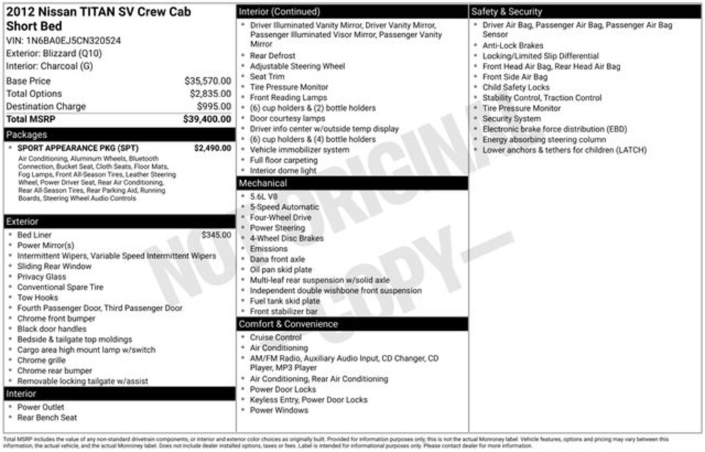 Used 2012 Nissan Titan SV Truck