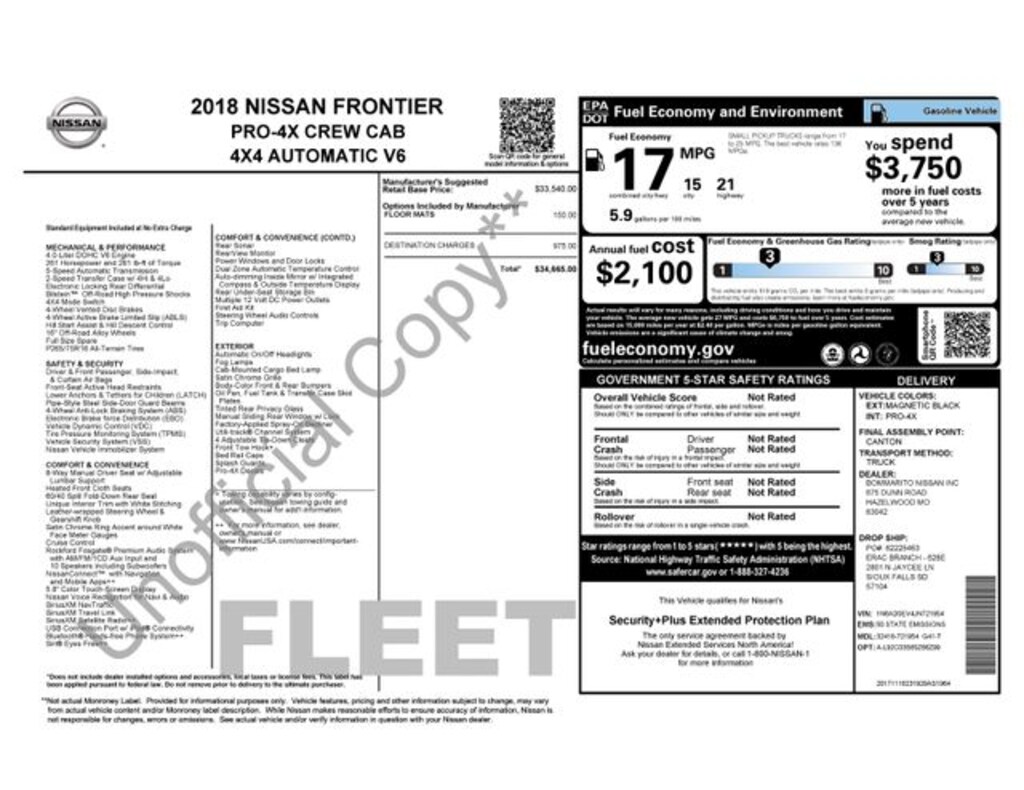 Used 2018 Nissan Frontier PRO-4X Truck