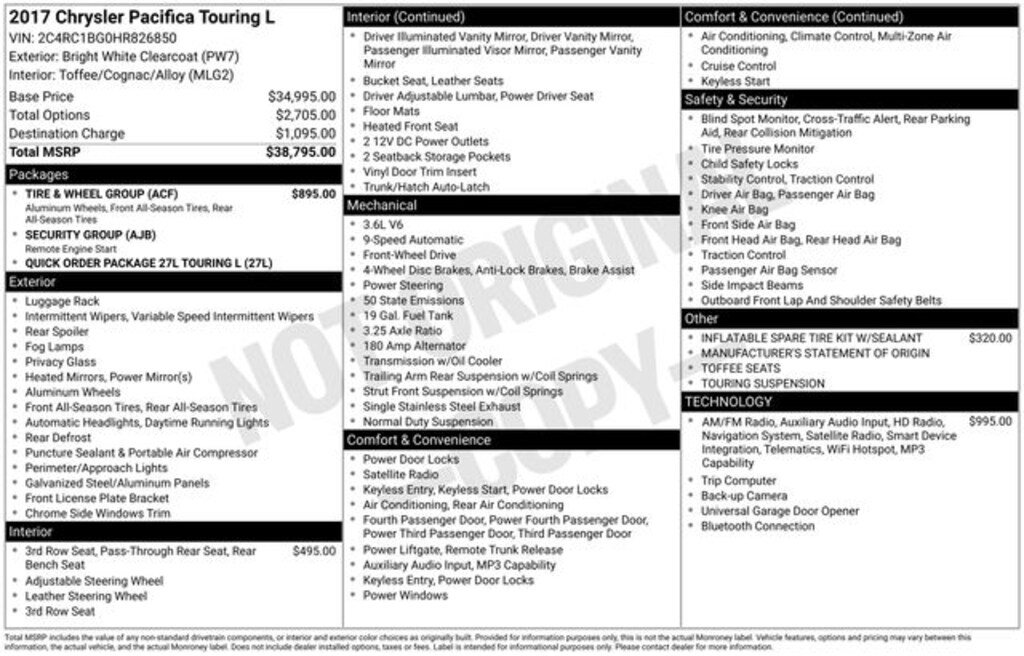 Used 2017 Chrysler Pacifica Touring L Minivan/Van