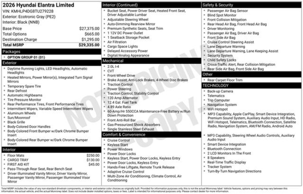 New 2026 Hyundai Elantra Limited Sedan