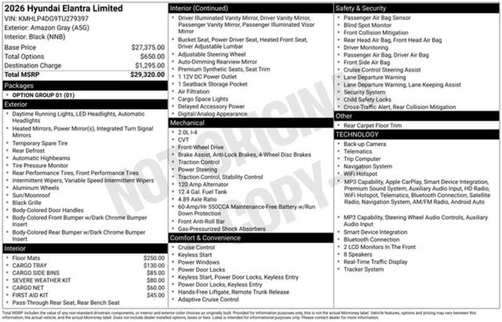 New 2026 Hyundai Elantra Limited Sedan