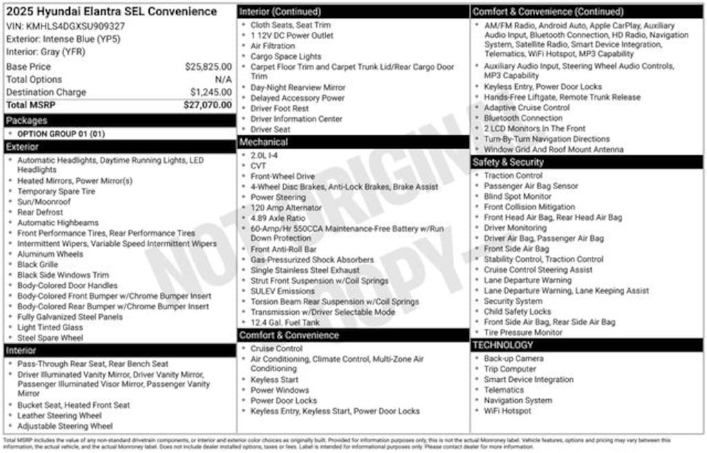 Certified 2025 Hyundai Elantra SEL Convenience Sedan