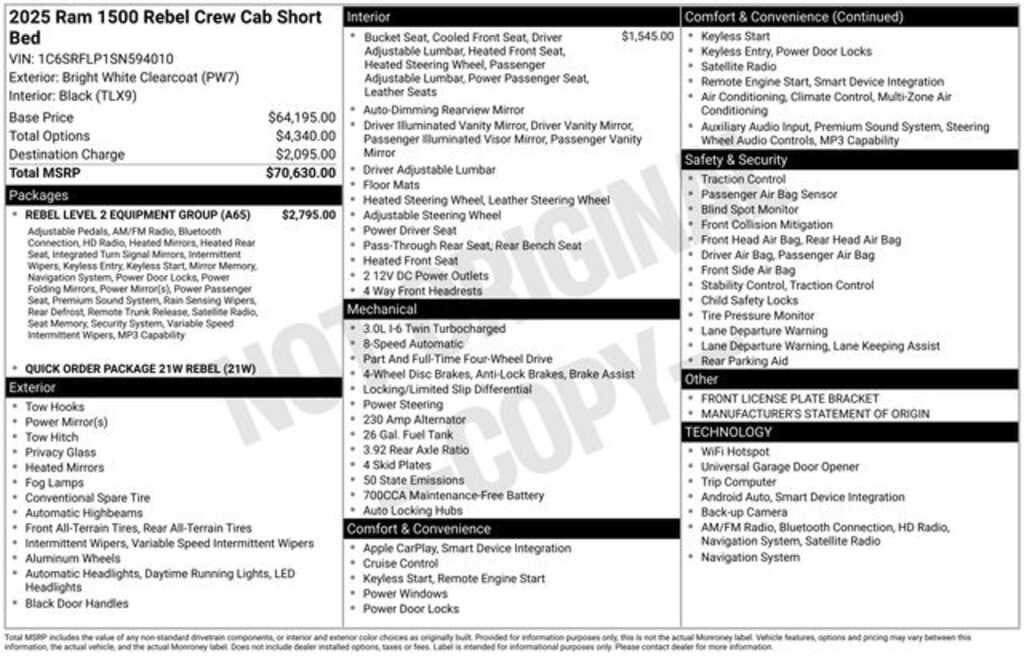 Used 2025 Ram 1500 Rebel Truck