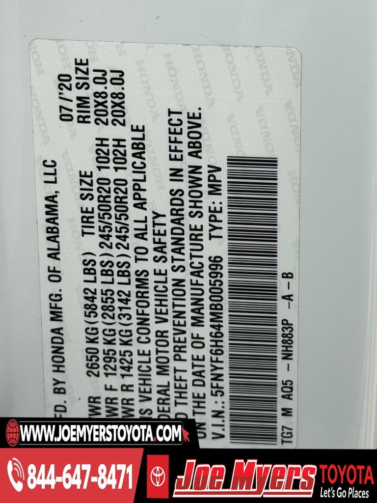 Used 2021 Platinum White Pearl Honda Touring image 33