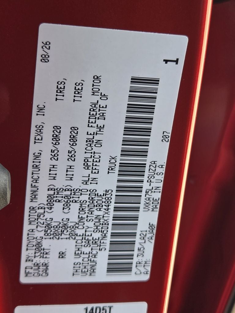 New 2026 Supersonic Red Toyota Platinum image 22