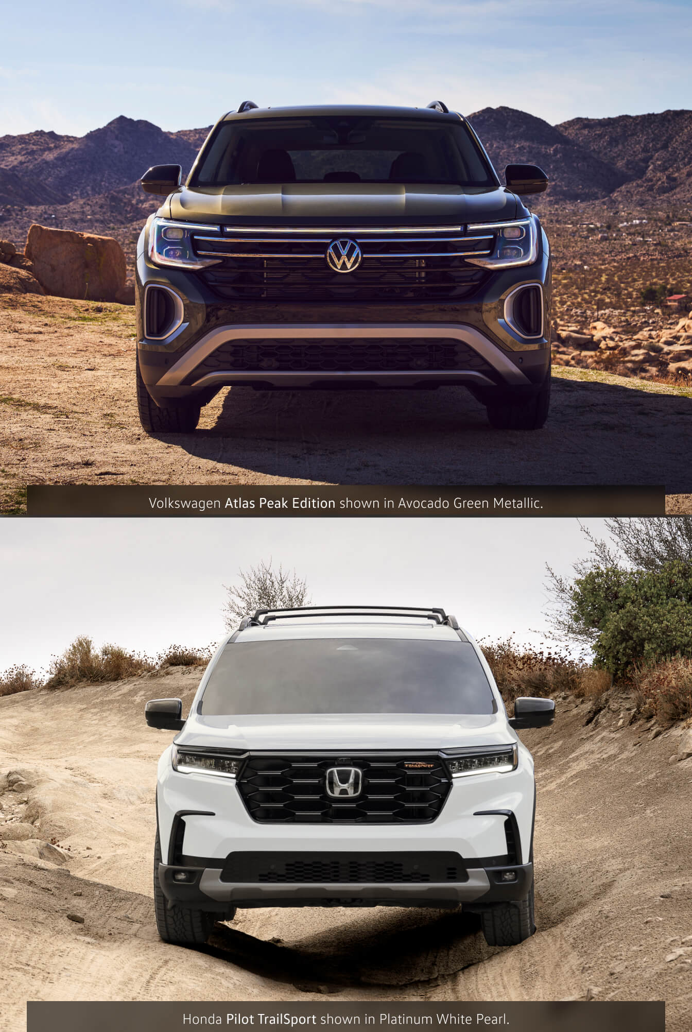 Volkswagen Atlas vs. Honda Pilot Exterior Comparison in the desert
