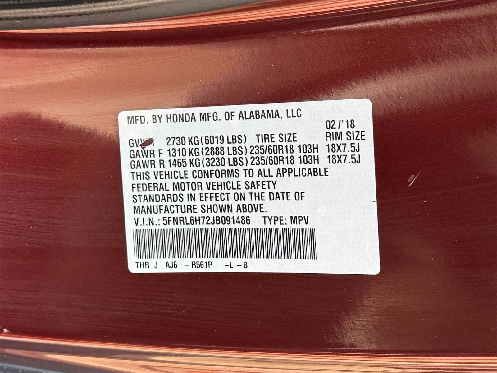 Thumbnail: 2018 Honda Odyssey - 21