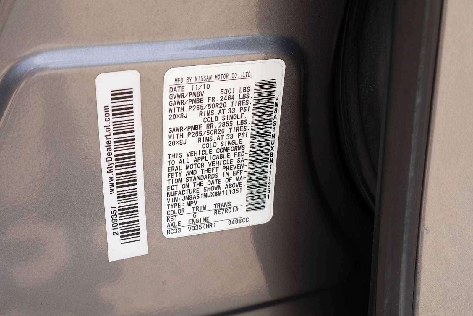 Thumbnail: 2011 INFINITI FX35 - 21