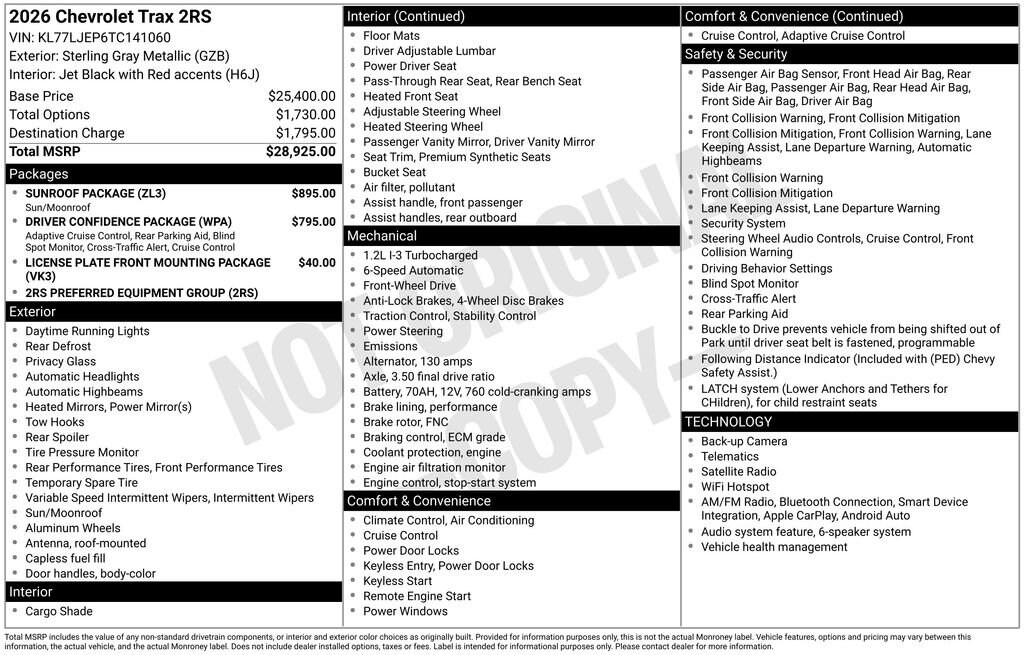 Used 2026 Chevrolet Trax 2RS SUV