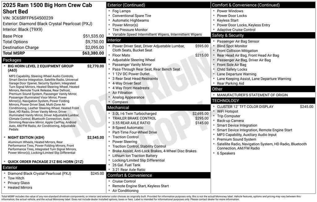 Used 2025 Ram 1500 Big Horn Crew Cab 4x4 57 Box Truck