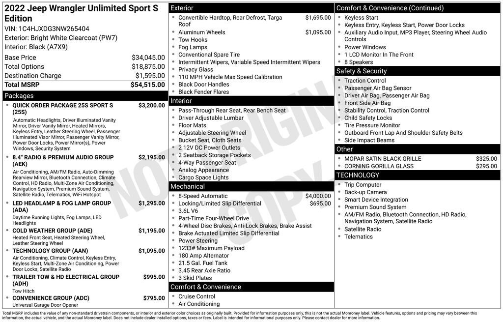 Used 2022 Jeep Wrangler Unlimited Sport S