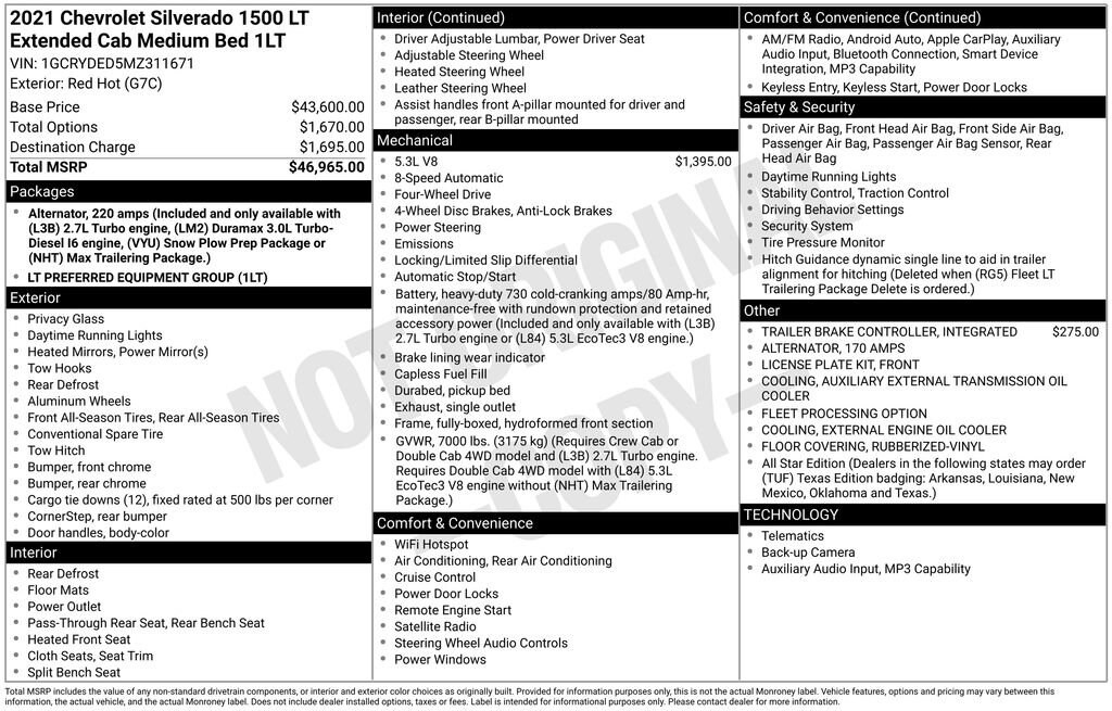 Used 2021 Chevrolet Silverado 1500 LT Truck