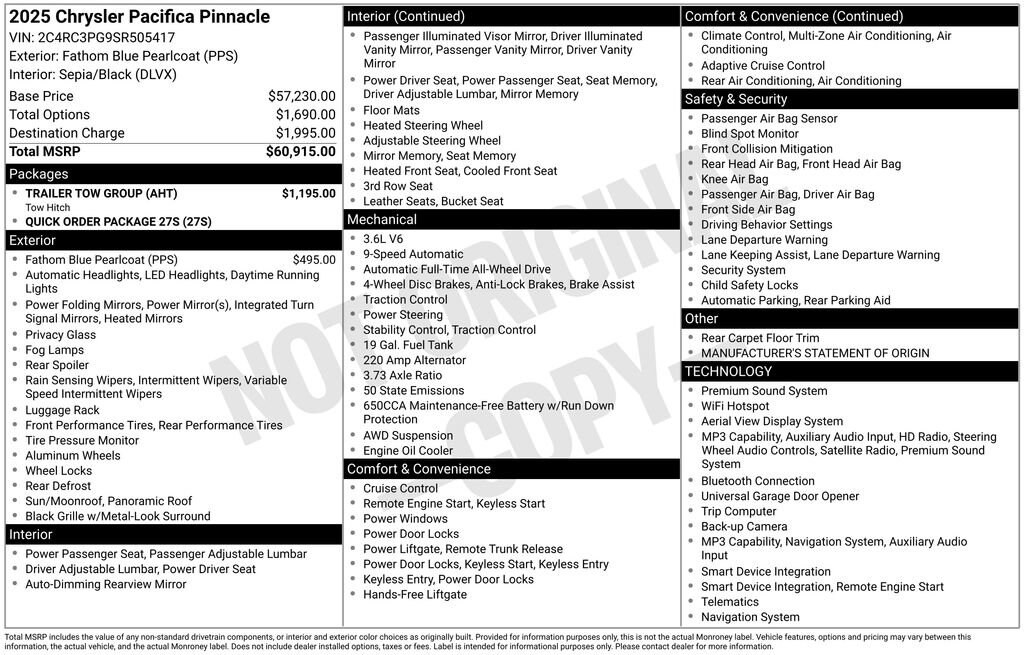 Used 2025 Chrysler Pacifica Pinnacle AWD Minivan
