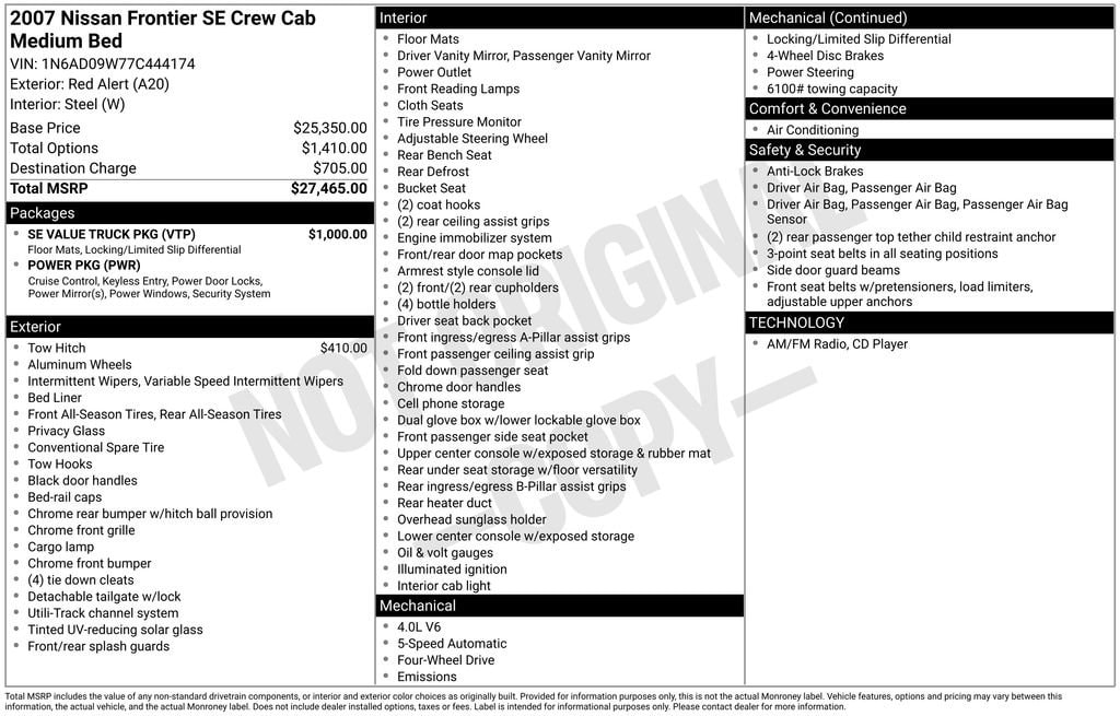 Used 2007 Nissan Frontier SE