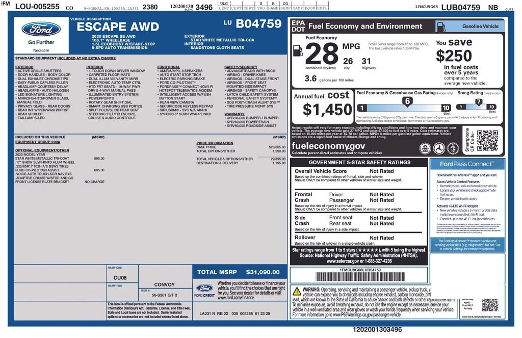 Used 2020 Ford Escape SE SUV