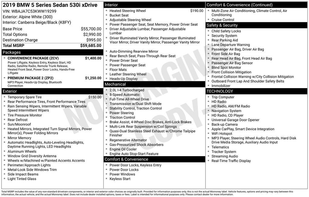 Used 2019 BMW 5 Series 530i xDrive