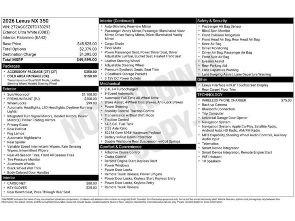 New 2026 Lexus NX 350 Base 5 Door SUV 4X4