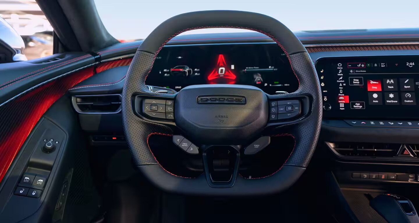 The front dash of a dodge charger.