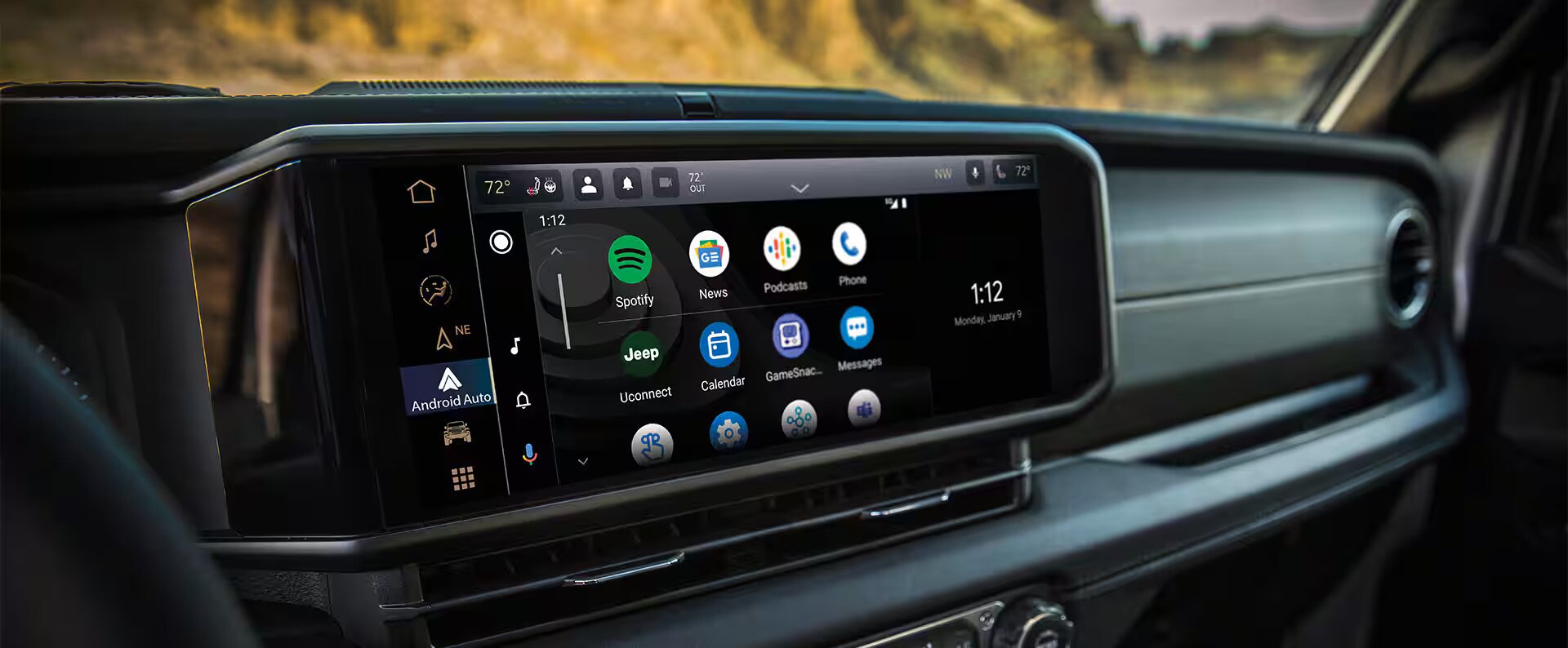 The front display screen in the wrangler.