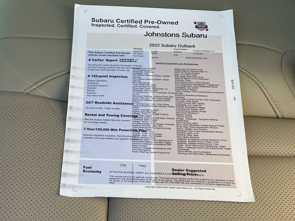 Certified 2022 Subaru Outback Limited SUV