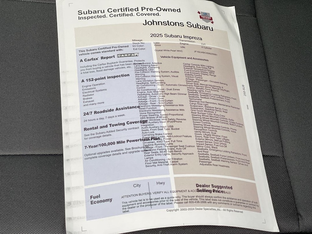 Certified 2025 Subaru Impreza Base 5-Door