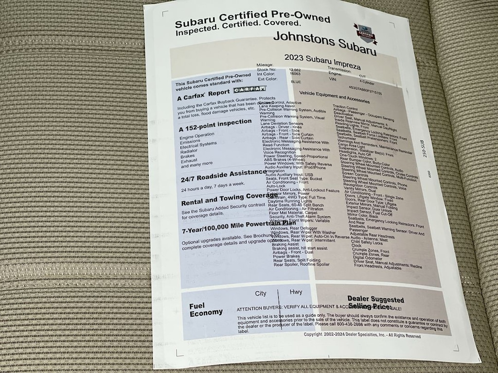 Used 2023 Subaru Impreza Base 5-Door