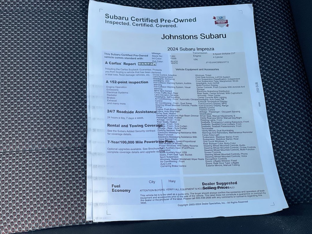 Certified 2024 Subaru Impreza RS 5-Door