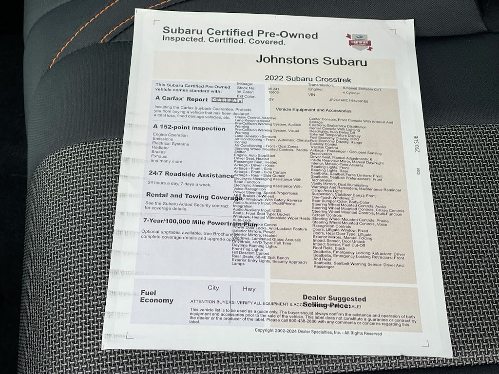 Certified 2022 Subaru Crosstrek Premium SUV