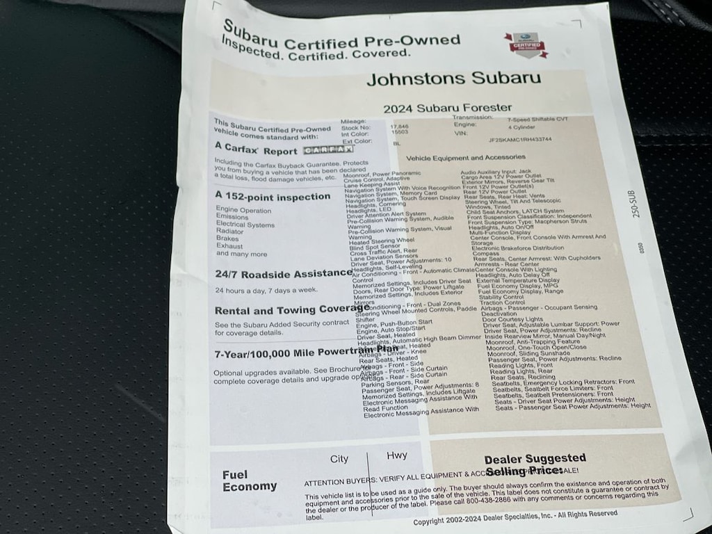 Certified 2024 Subaru Forester Touring SUV