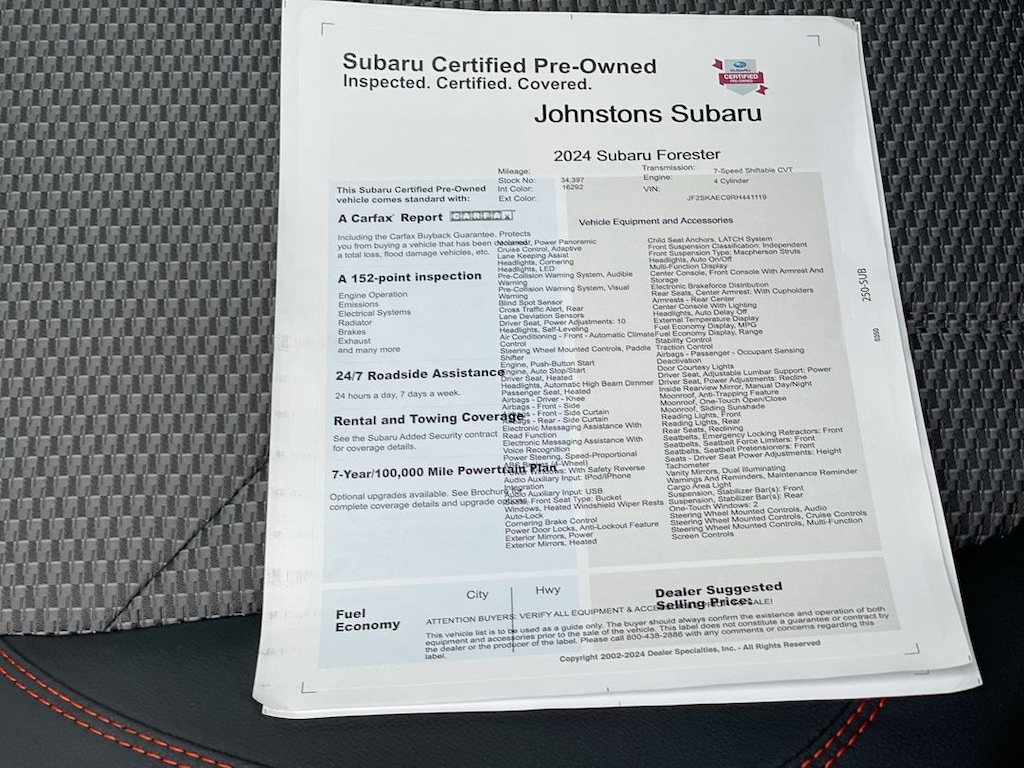 Certified 2024 Subaru Forester Sport SUV
