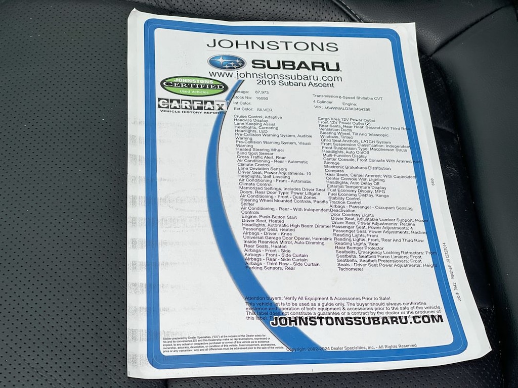 Used 2019 Subaru Ascent Limited 8-Passenger SUV