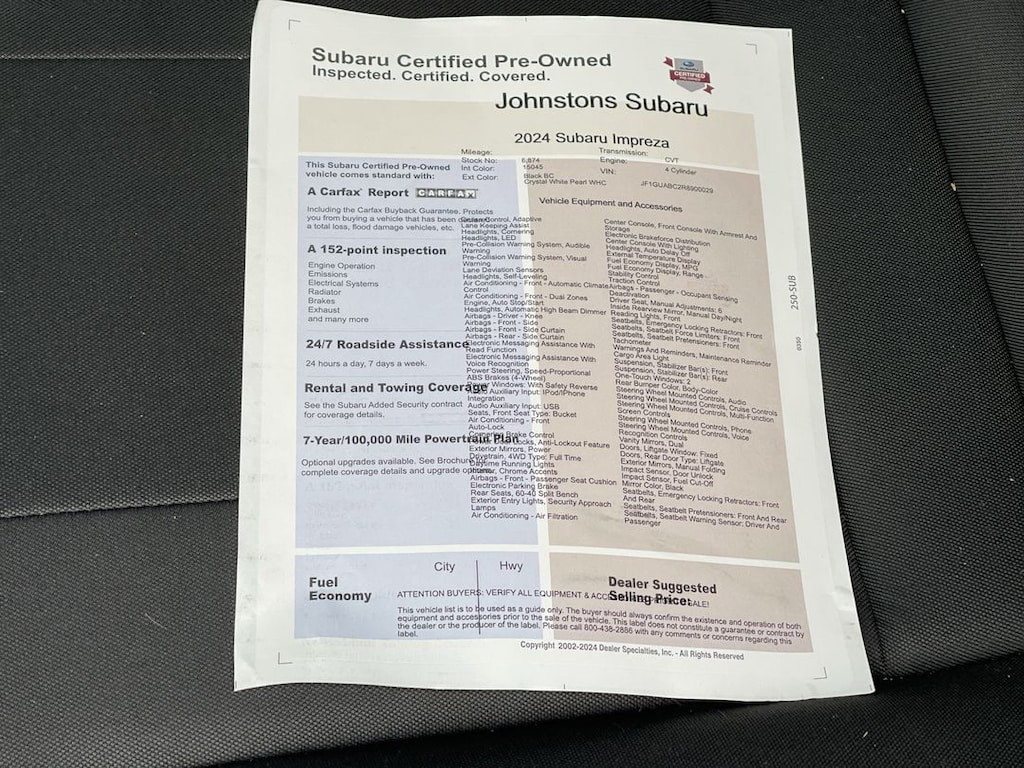 Certified 2024 Subaru Impreza Base 5-Door