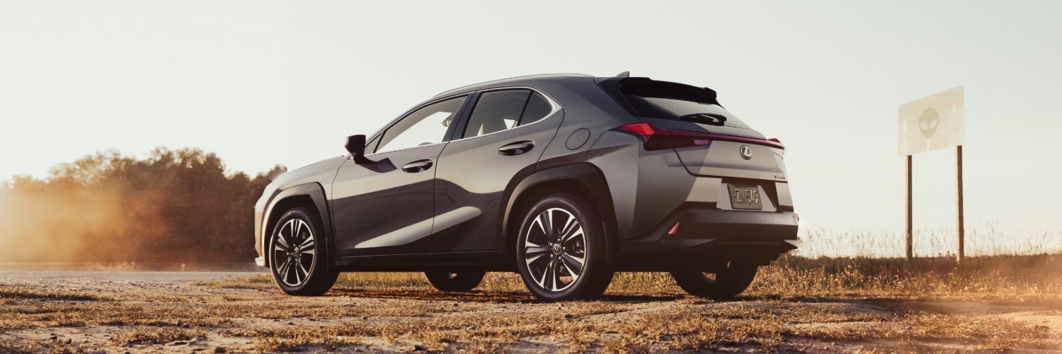 Lexus UX driving in the desert