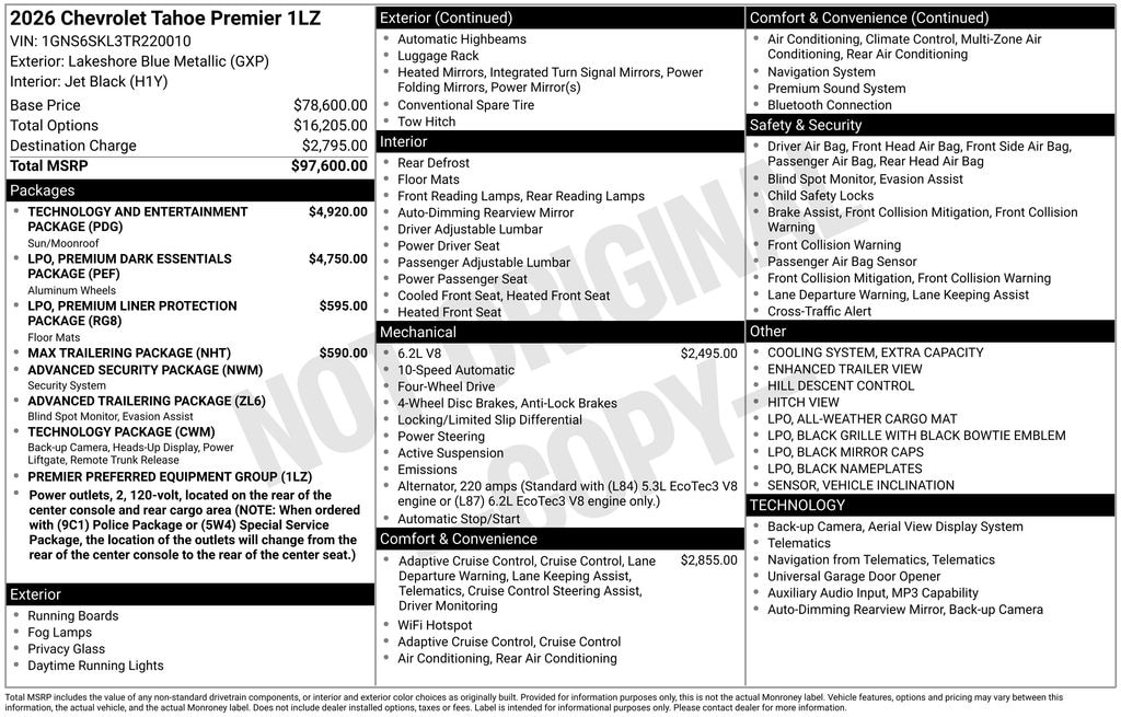 New 2026 Chevrolet Tahoe Premier SUV