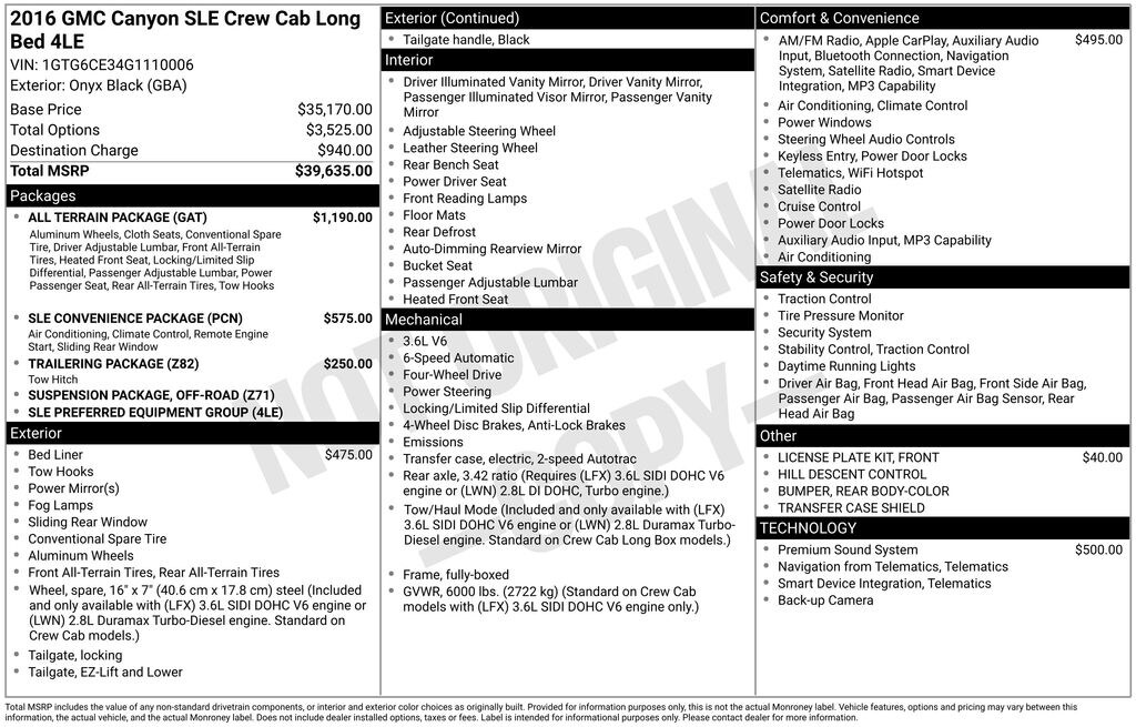 Used 2016 GMC Canyon SLE1 Truck