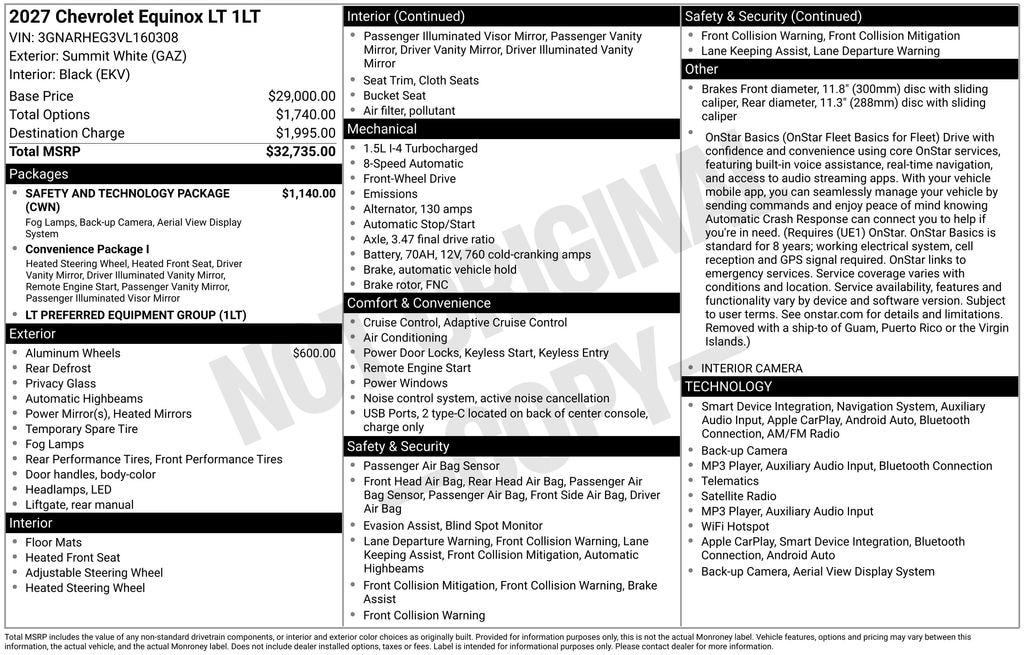 New 2027 Chevrolet Equinox LT SUV