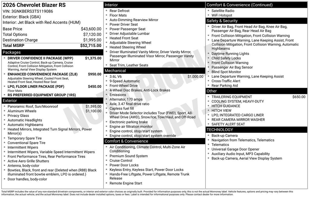 New 2026 Chevrolet Blazer RS SUV