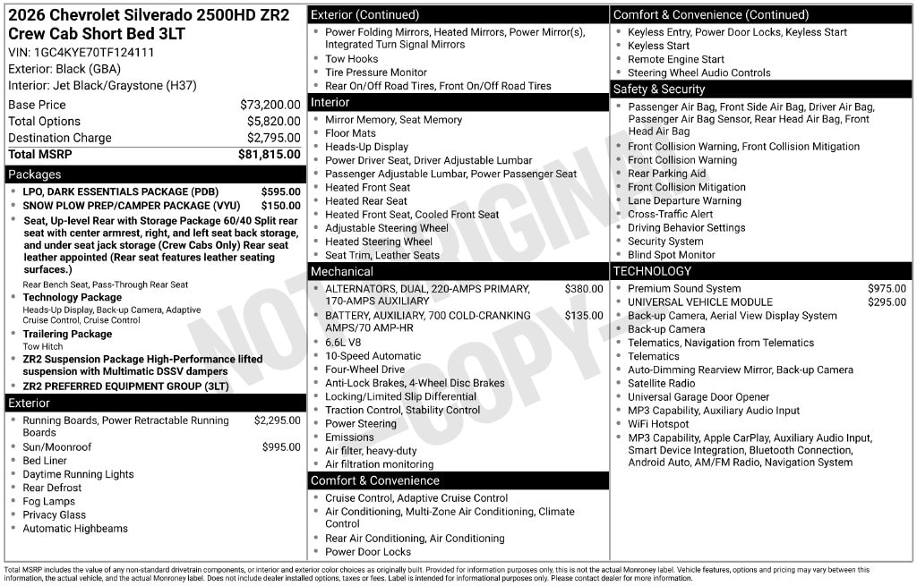 Used 2026 Chevrolet Silverado 2500HD ZR2 Truck