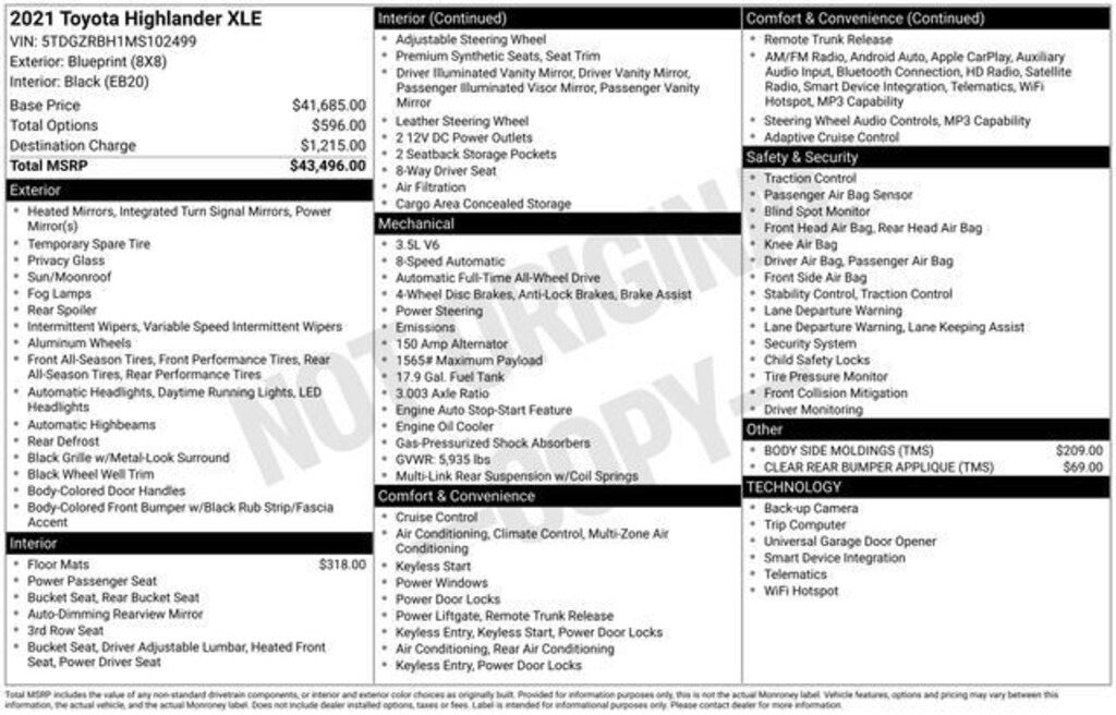 Certified 2021 Toyota Highlander XLE SUV