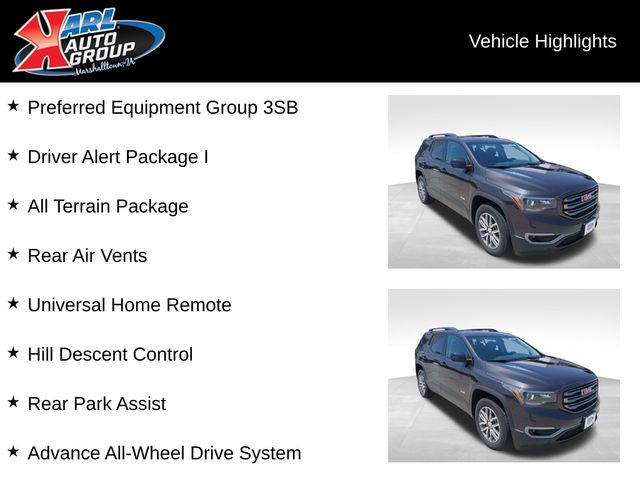 Used 2017 GMC Acadia SLE-2 with VIN 1GKKNTLS4HZ312777 for sale in Marshalltown, IA