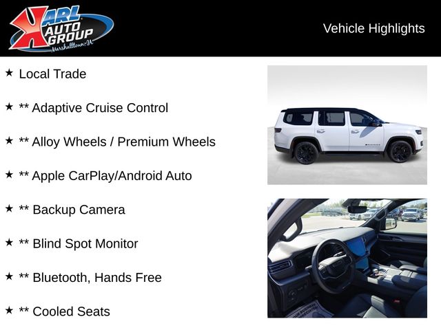 Used 2024 Jeep Wagoneer Series II with VIN 1C4SJVBP5RS141306 for sale in Marshalltown, IA
