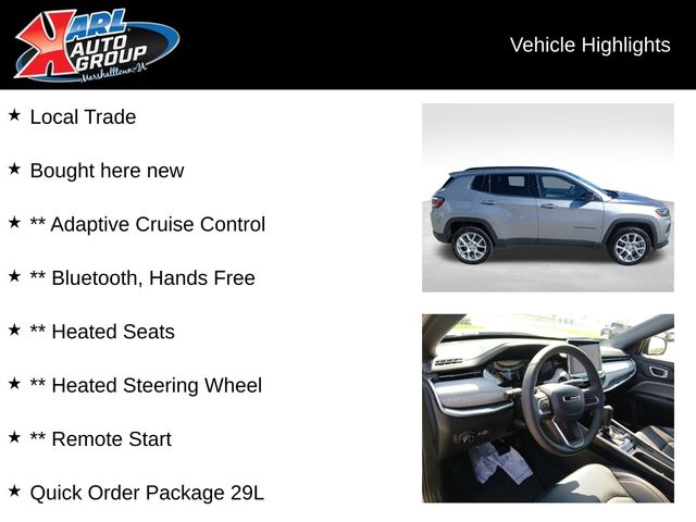 Used 2024 Jeep Compass Latitude Lux with VIN 3C4NJDFN5RT591116 for sale in Marshalltown, IA