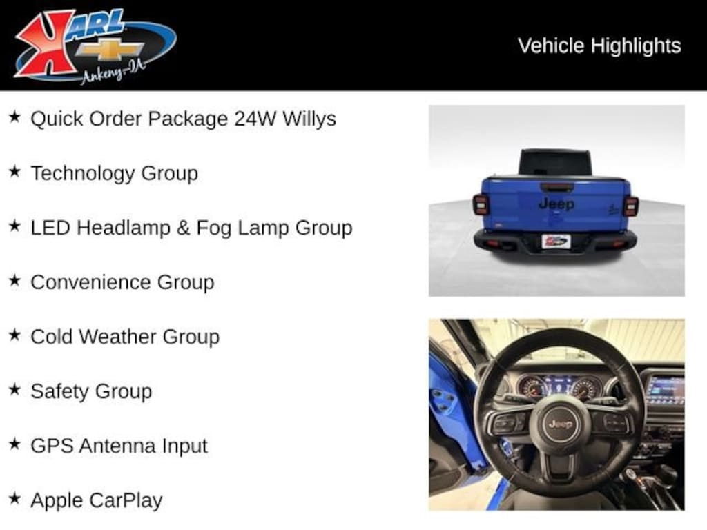 Used 2021 Jeep Gladiator Willys 4x4 Truck Crew Cab