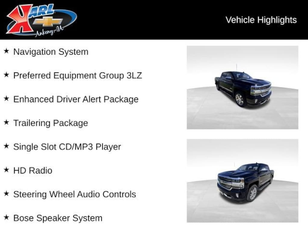 Used 2018 Chevrolet Silverado 1500 High Country Truck Crew Cab