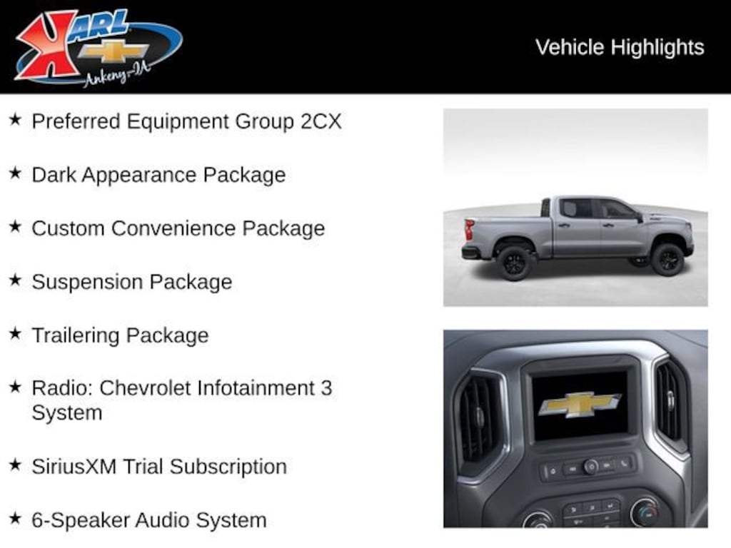 New 2026 Chevrolet Silverado 1500 Custom Trail Boss Truck Crew Cab