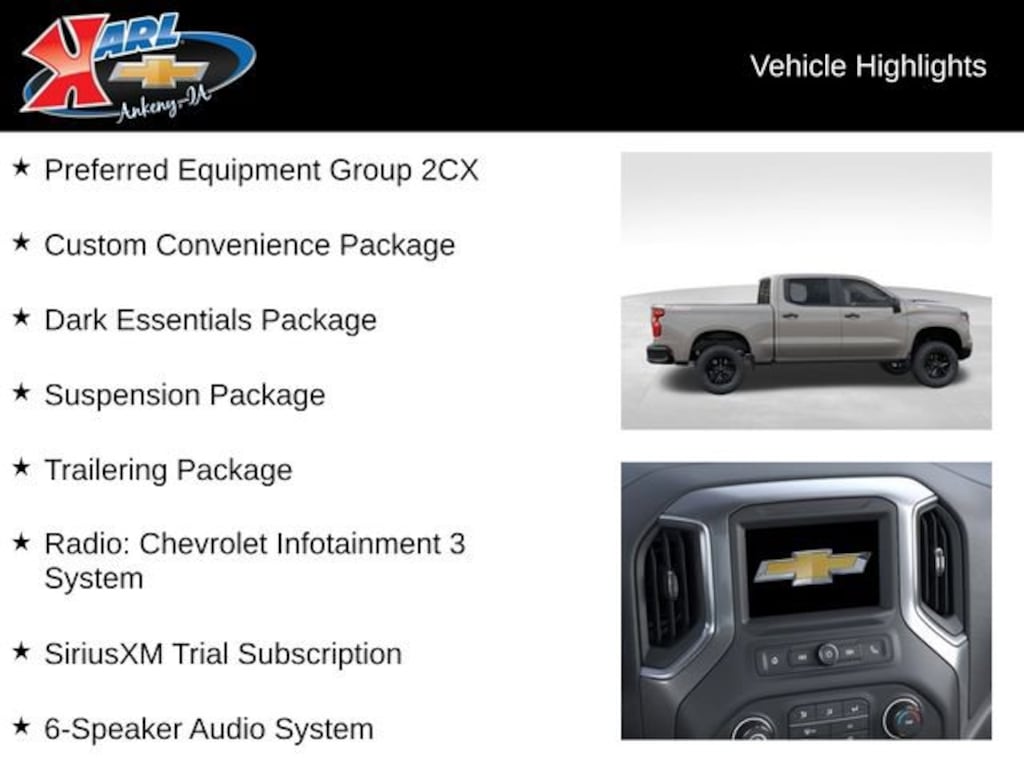 New 2026 Chevrolet Silverado 1500 Custom Trail Boss Truck Crew Cab