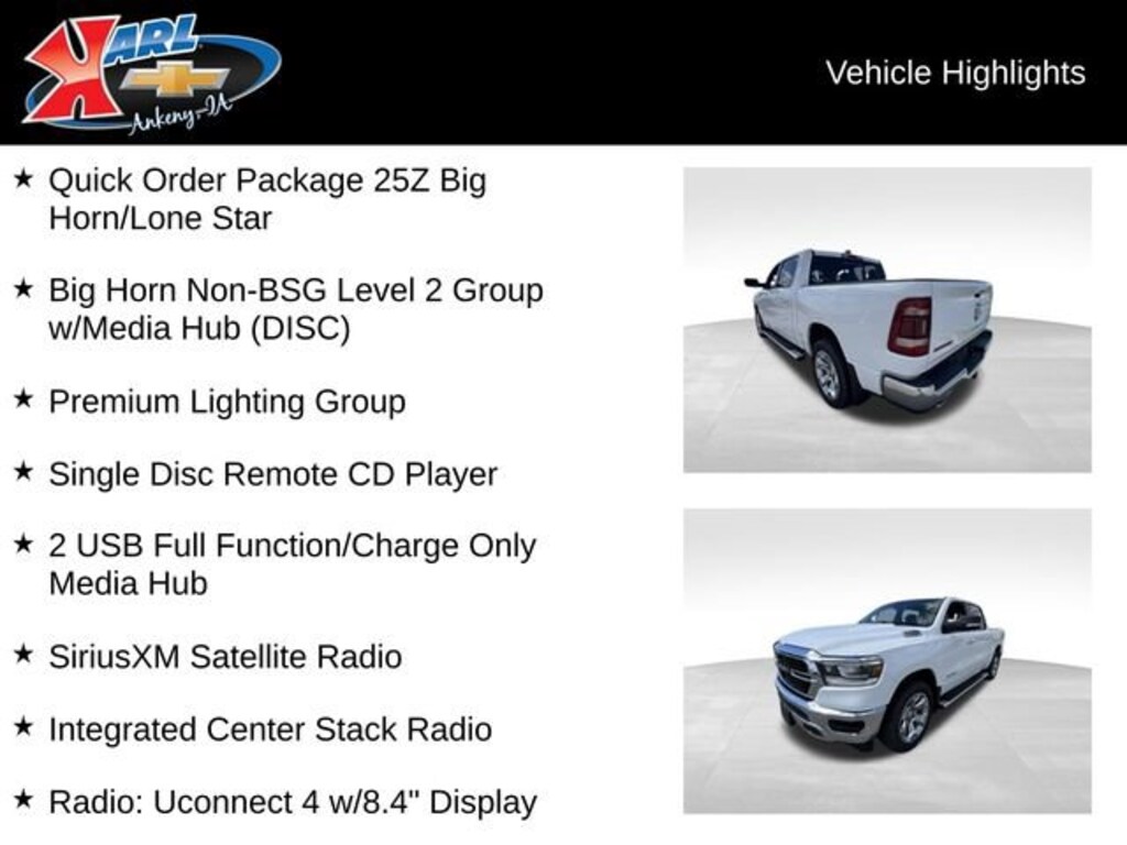 Used 2019 Ram 1500 Big Horn/Lone Star Crew Cab 4x4 57 Box Truck Crew Cab